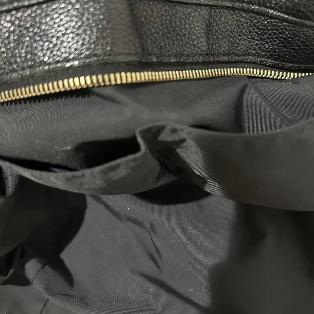 VINTAGE Christian Dior Black and Gold Shoulder Bag with Textured Leather